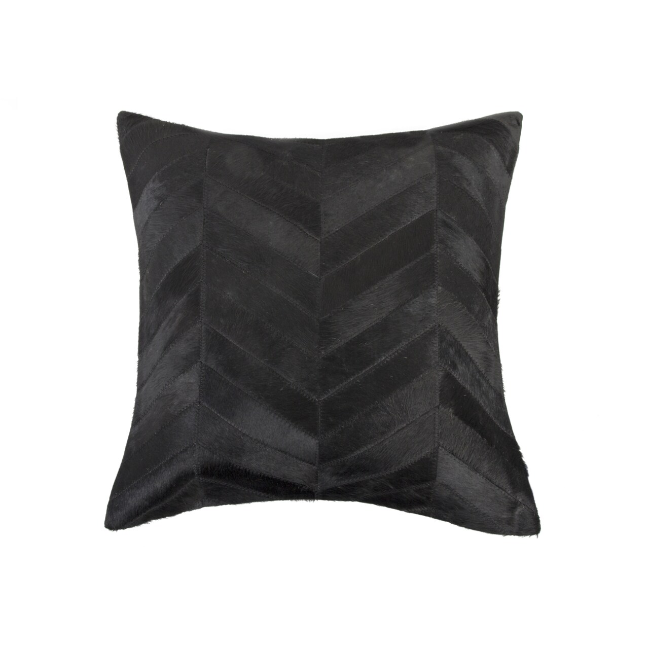 Torino Chevron Cowhide Pillow Black 100% Indian Leather 1 Piece